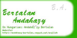 bertalan andahazy business card